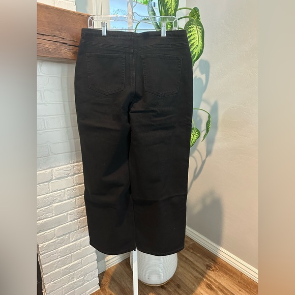 Flamingals Wide Leg Drawstring Waist Black Jeans Size Large NWT - Picture 3 of 4